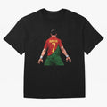 Cristiano Ronaldo Oversized T-Shirt Remember Iconic Moments from Global Football Passion for FIFA World Cup 2026 USA Canada Mexico, Featuring CR7 and Messi, England, France and Netherlands, Worldwide Fan Energy, Dramatic Goals, Stadium Lights and