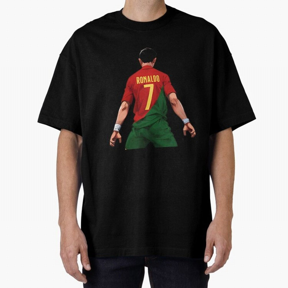 Cristiano Ronaldo Oversized T-Shirt Remember Iconic Moments from Global Football Passion for FIFA World Cup 2026 USA Canada Mexico, Featuring CR7 and Messi, England, France and Netherlands, Worldwide Fan Energy, Dramatic Goals, Stadium Lights and