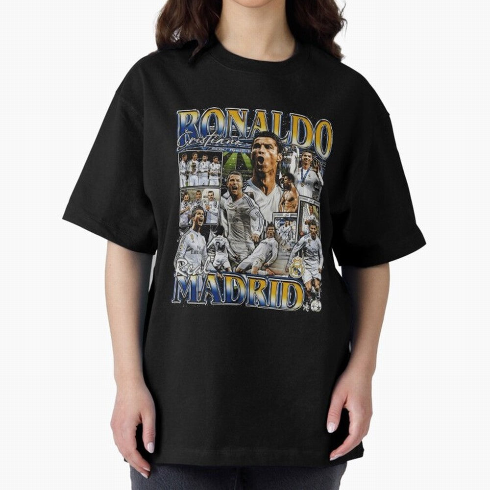 Cristiano Ronaldo Real Vintage Bootleg Oversized T-Shirt Keep Football History Alive during Global Football Passion for FIFA World Cup 2026, Built around Cristiano Ronaldo, France, Football Passion, Legendary Performances, Festival Vibes and