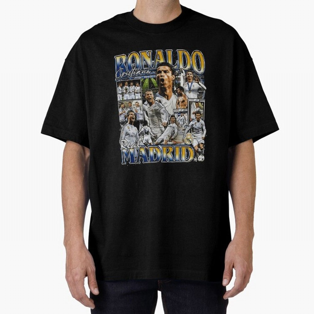 Cristiano Ronaldo Real Vintage Bootleg Oversized T-Shirt Keep Football History Alive during Global Football Passion for FIFA World Cup 2026, Built around Cristiano Ronaldo, France, Football Passion, Legendary Performances, Festival Vibes and