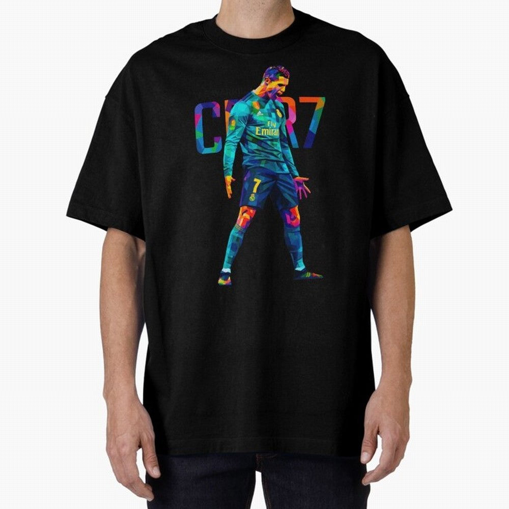 Ronaldo Cr7 Wpap Art Oversized T-Shirt Show Your Love for FIFA World Cup 2026 Group Stage for Fans of Messi, CR7 and Mbappe and Brazil, Portugal and Argentina, Bringing Championship Spirit, Famous Goals, Roaring Crowds and International Football