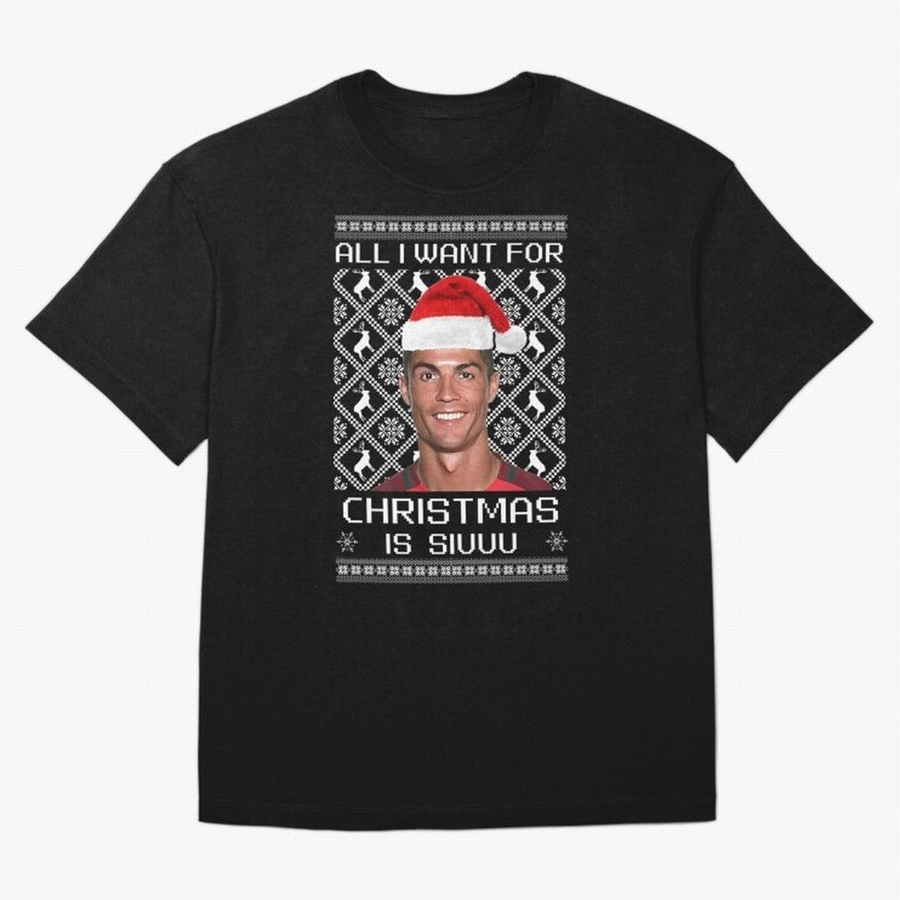 Cristiano Ronaldo Siuuu Christmas Oversized T-Shirt Bring World Football Passion into Global Football Passion for FIFA World Cup 2026 Group Stage, Inspired by Mbappe, France and Portugal, Supporter Pride, Iconic Celebrations, Legendary Names and