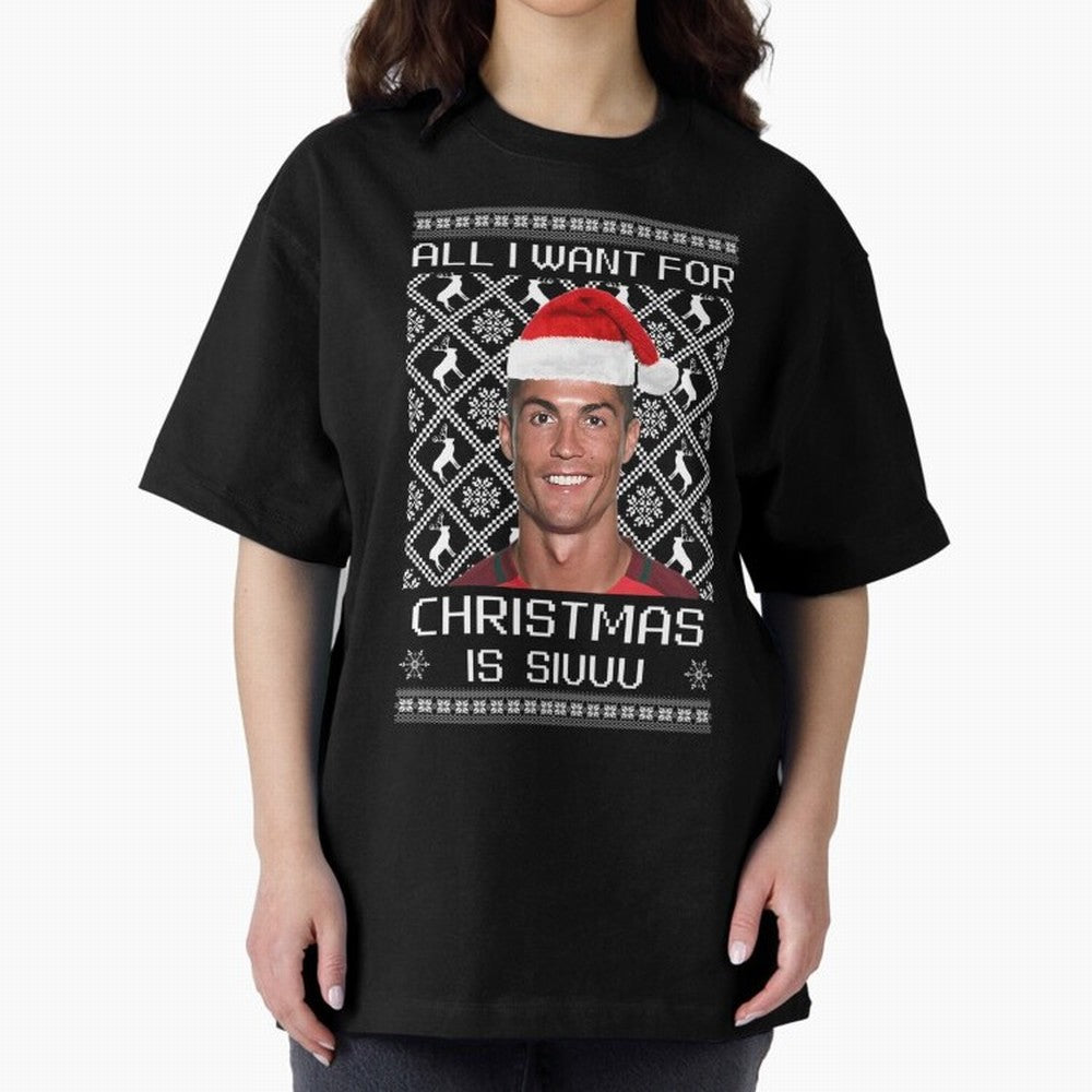 Cristiano Ronaldo Siuuu Christmas Oversized T-Shirt Bring World Football Passion into Global Football Passion for FIFA World Cup 2026 Group Stage, Inspired by Mbappe, France and Portugal, Supporter Pride, Iconic Celebrations, Legendary Names and