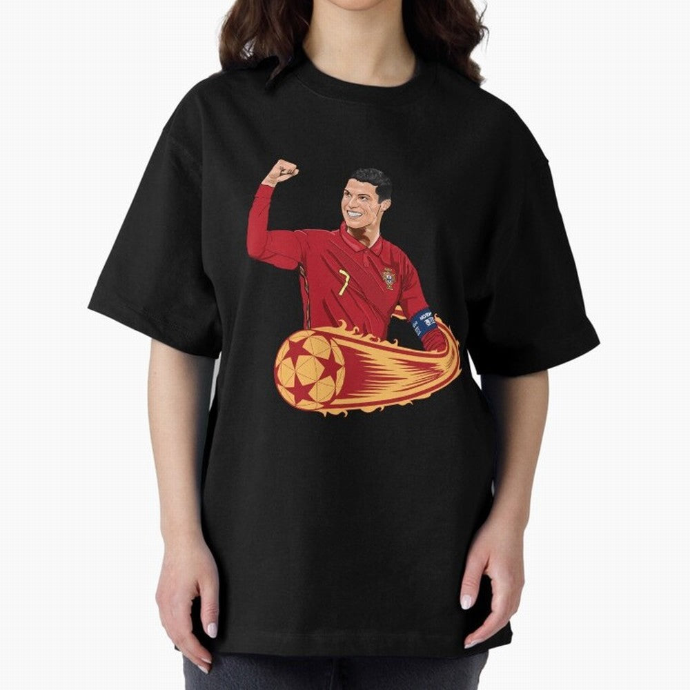 Cristiano Ronaldo drawing Oversized T-Shirt Relive FIFA World Cup 2026 USA Canada Mexico with CR7, Brazil, Portugal and Argentina Energy, Supporter Pride, Iconic Celebrations, Legendary Names and Global Match Day Energy; Ideal for Passionate Fans