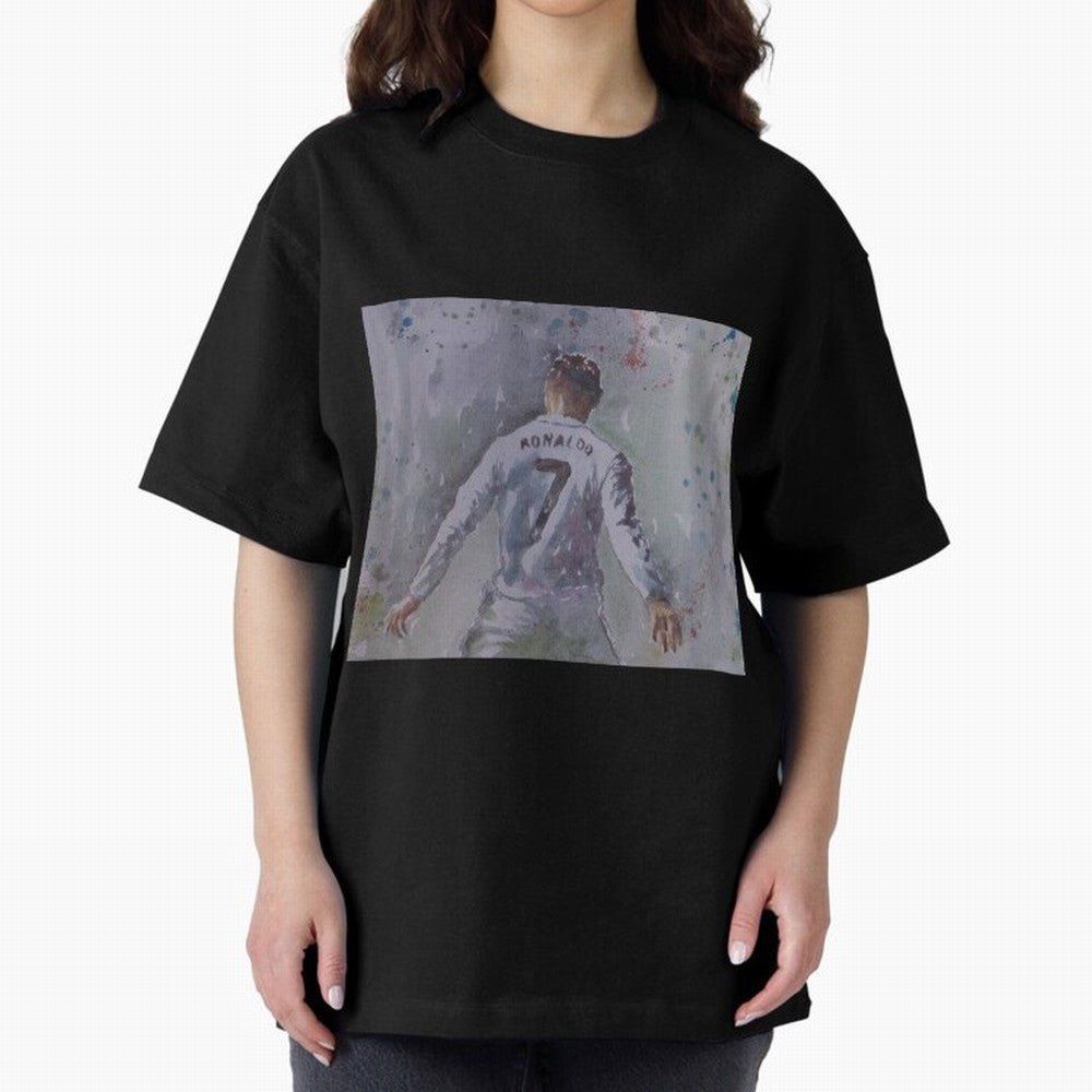 Cristiano Ronaldo - Portrait 2 Oversized T-Shirt Carry the Dream of Match Day Hype around FIFA World Cup 2026 USA Canada Mexico, CR7 and Messi, Argentina, France and Brazil, Retro Football Energy, Iconic Rivalries, Trophy Chase Drama and Stadium