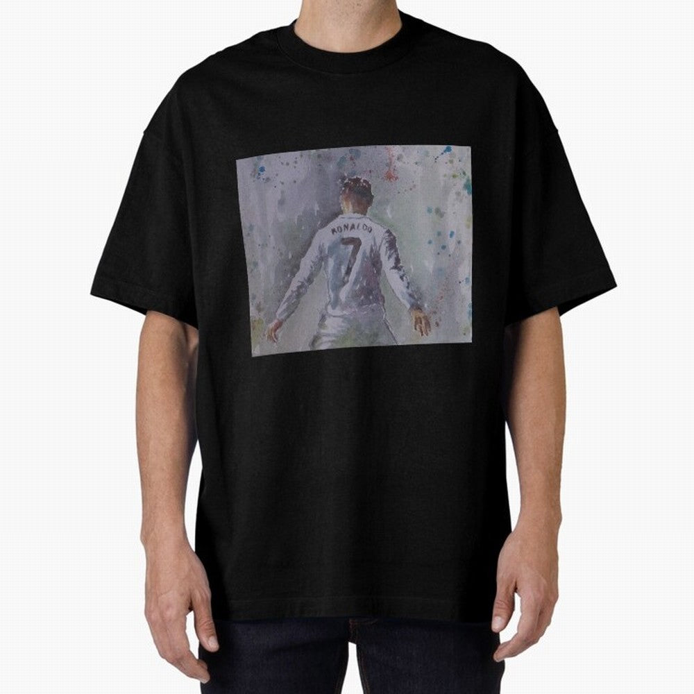 Cristiano Ronaldo - Portrait 2 Oversized T-Shirt Carry the Dream of Match Day Hype around FIFA World Cup 2026 USA Canada Mexico, CR7 and Messi, Argentina, France and Brazil, Retro Football Energy, Iconic Rivalries, Trophy Chase Drama and Stadium