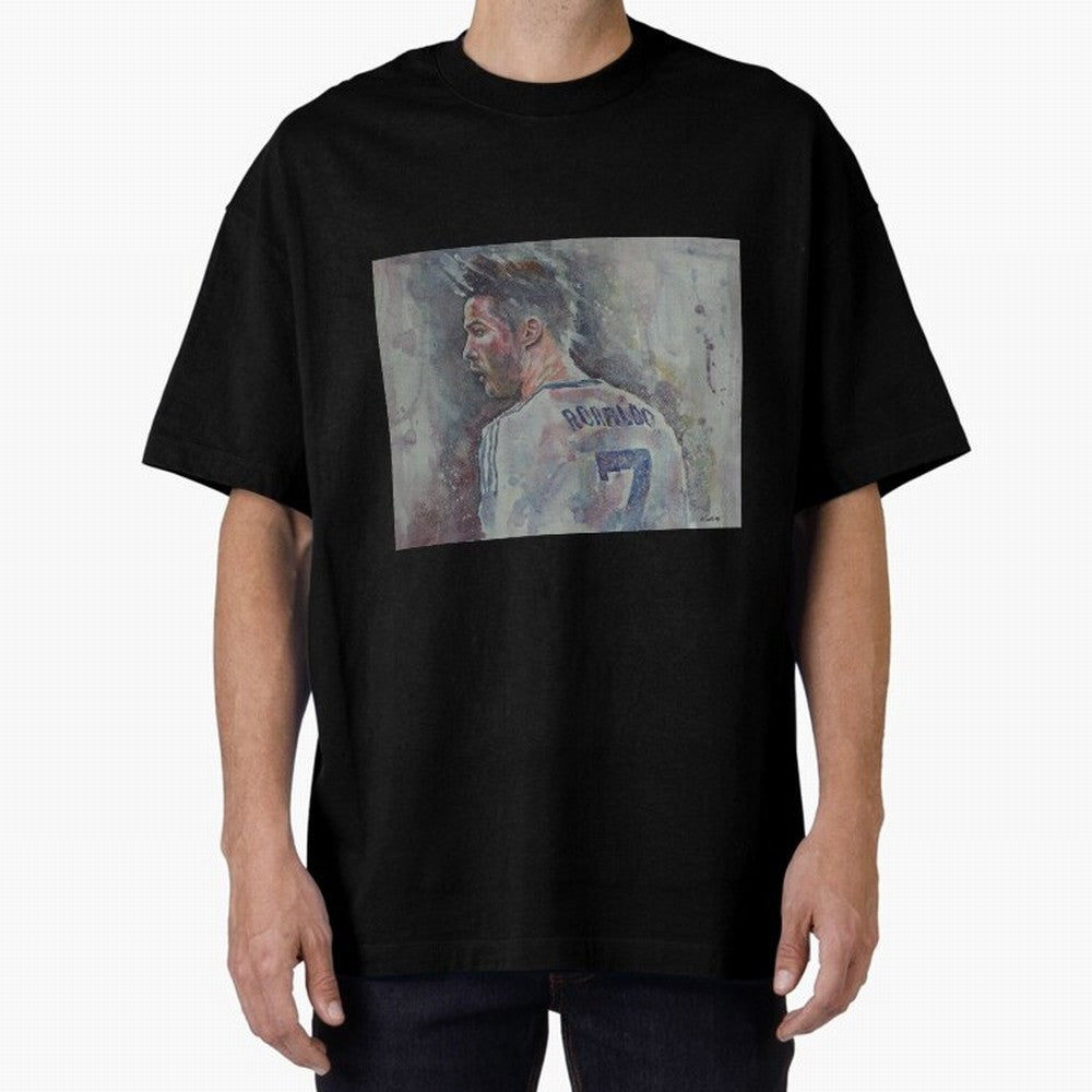 Cristiano Ronaldo - Portrait 1 Oversized T-Shirt Celebrate Soccer Greatness during Match Day Hype around FIFA World Cup 2026 USA Canada Mexico, Haaland, Argentina, France and Brazil, Global Supporter Spirit, Legendary Goals, National Colors and