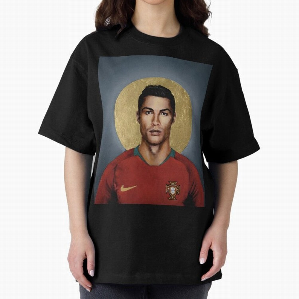 Cristiano Ronaldo CR7 Saint Portugal Football Legend Fan Art Oversized T-Shirt Step into Global Football Passion for FIFA World Cup 2026 USA Canada Mexico, Capturing Messi and Cristiano Ronaldo, France, Classic Soccer Heritage, Championship