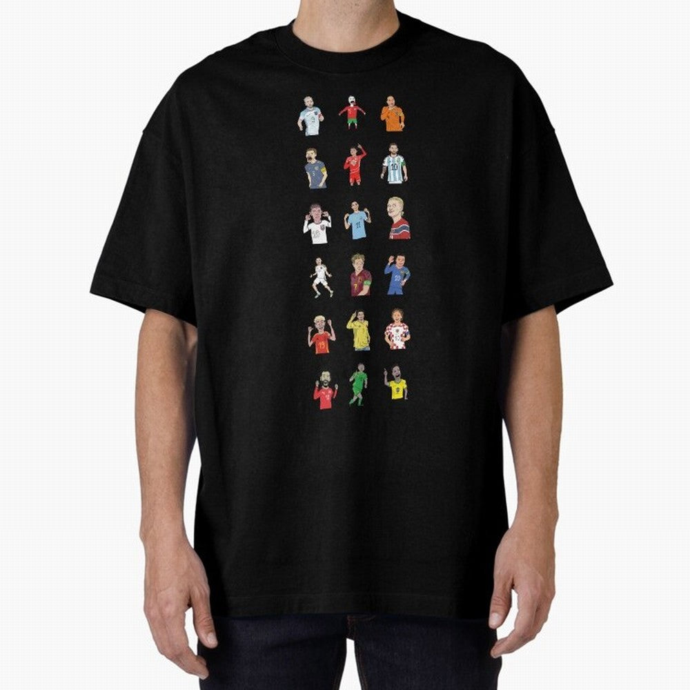 Badly Drawn Footballers Oversized T-Shirt Stand with FIFA World Cup 2026 USA Canada Mexico Capturing Mbappe, England and Germany Energy, Soccer Culture, Superstar Moments, National Team Dreams and Competitive Fire; Perfect for Supporters Who Want
