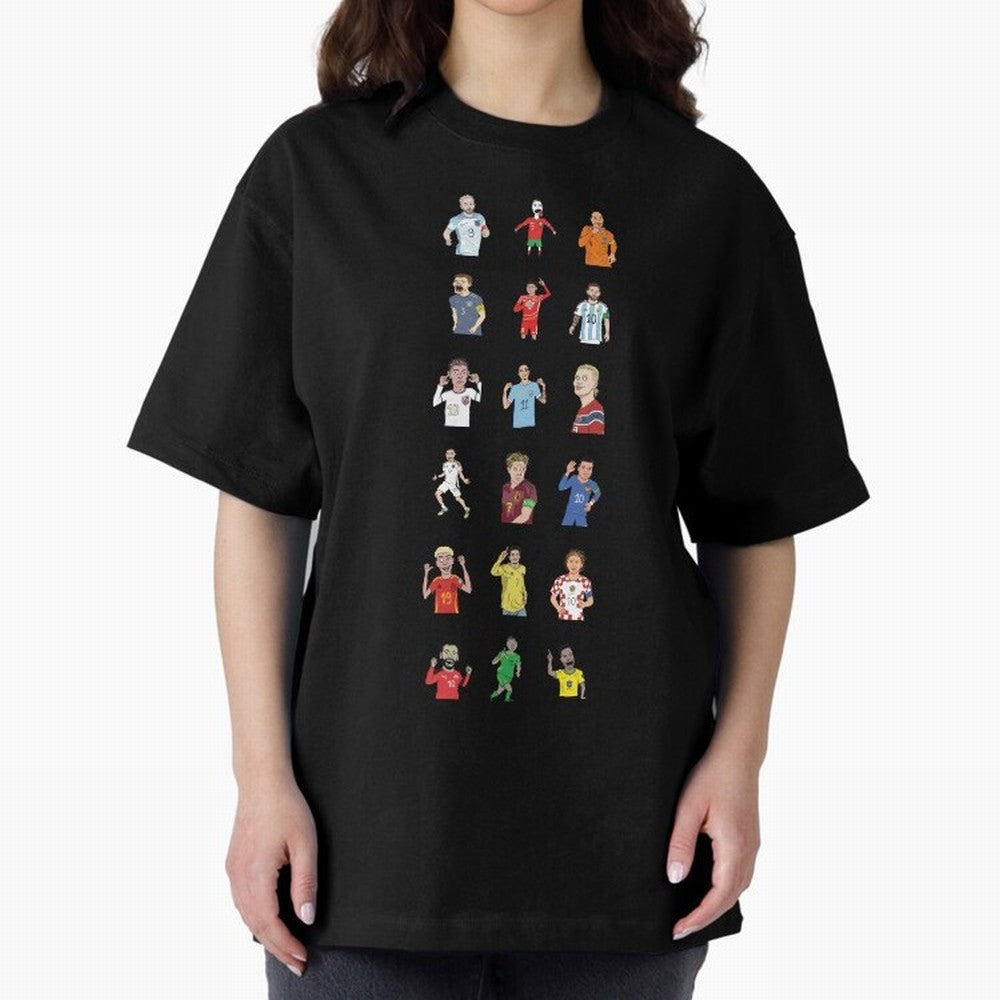 Badly Drawn Footballers Oversized T-Shirt Stand with FIFA World Cup 2026 USA Canada Mexico Capturing Mbappe, England and Germany Energy, Soccer Culture, Superstar Moments, National Team Dreams and Competitive Fire; Perfect for Supporters Who Want