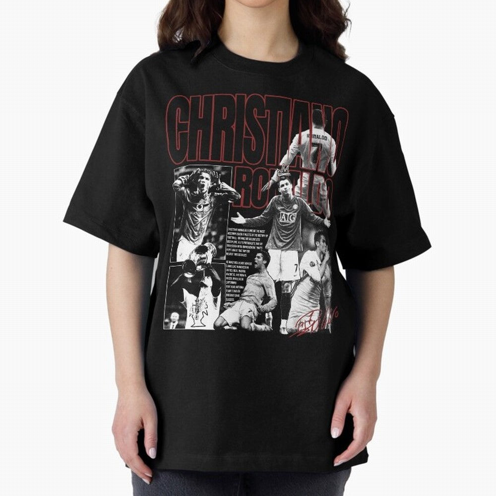 Cristiano Ronaldo Vintage Graphic Oversized T-Shirt Celebrate Golden Goal Energy in Match Day Hype around FIFA World Cup 2026, Mbappe and Neymar, Brazil, Portugal and Argentina, Stadium Chants, National Pride, Trophy Dreams and Unforgettable