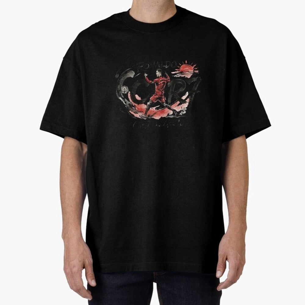 Cristiano Ronaldo CR7 Legend Japanese Ink Art Style Oversized T-Shirt Keep the Legacy of FIFA World Cup 2026 for Fans of Messi, CR7 and Mbappe and Brazil, Bringing Fan Favorite Moments, National Team Passion, Big Match Drama and Soccer History;