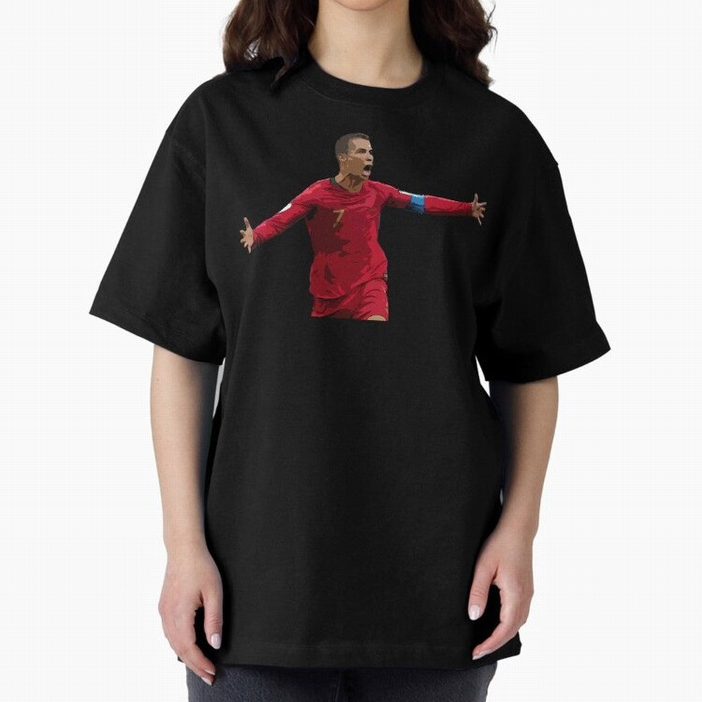 Cristiano Ronaldo Oversized T-Shirt Represent Football Lovers during FIFA World Cup 2026 USA Canada Mexico for Fans of Cristiano Ronaldo, Haaland and CR7 and England and Germany, Bringing Sports Nostalgia, International Competition, Famous Players