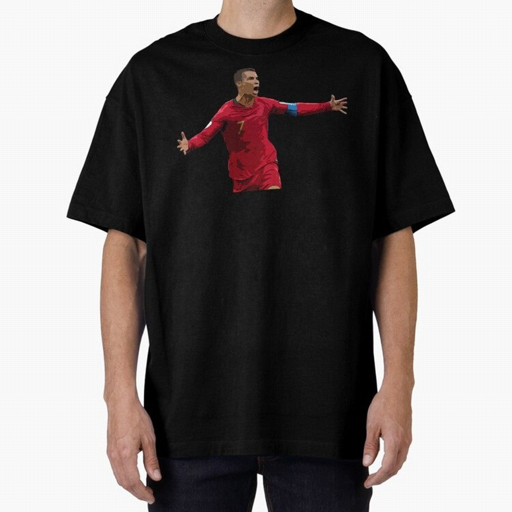 Cristiano Ronaldo Oversized T-Shirt Represent Football Lovers during FIFA World Cup 2026 USA Canada Mexico for Fans of Cristiano Ronaldo, Haaland and CR7 and England and Germany, Bringing Sports Nostalgia, International Competition, Famous Players