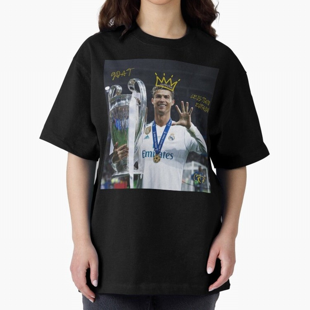 Cristiano Ronaldo- GOAT Oversized T-Shirt Celebrate National Team Dreams in the FIFA World Cup 2026 Journey through Haaland and Mbappe Highlights, Argentina and Brazil Pride, Supporter Pride, Iconic Celebrations, Legendary Names and Global Match