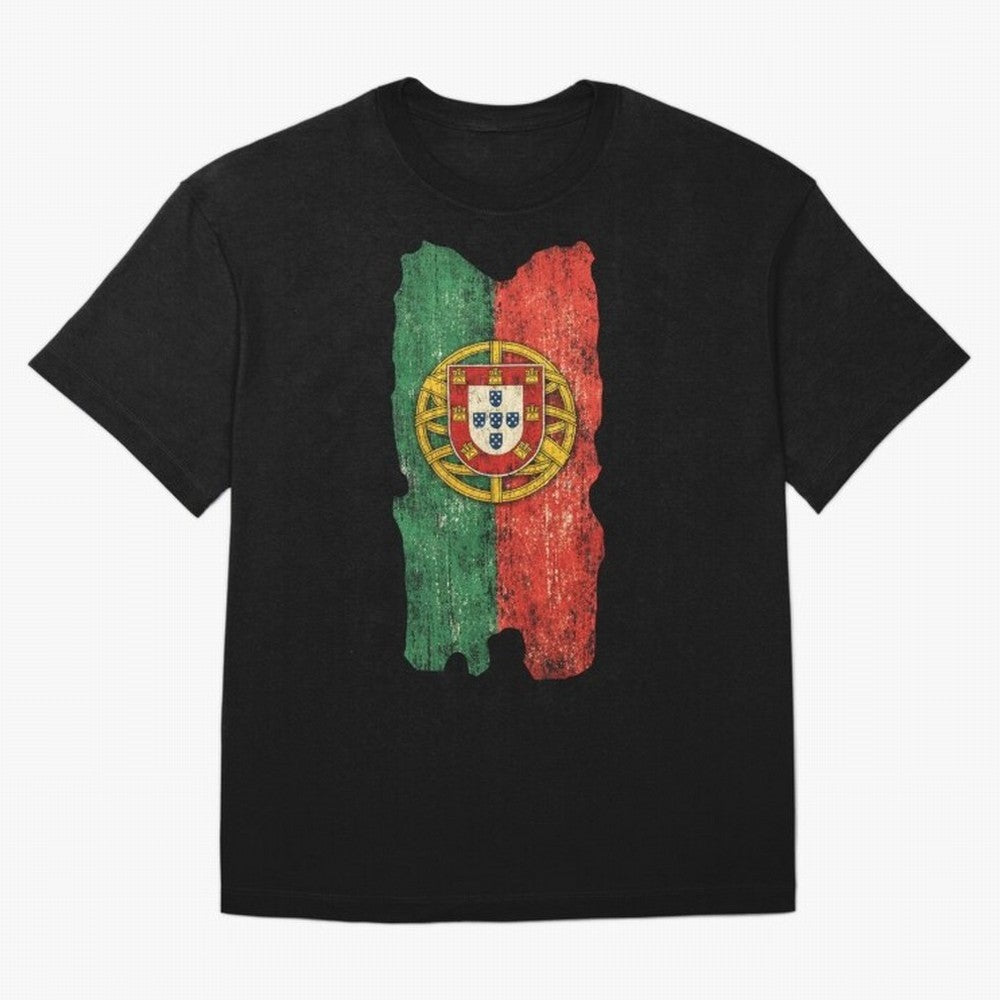 Vintage Portugal Flag Soccer Fan Design Oversized T-Shirt Celebrate the Road through the FIFA World Cup 2026 Group Stage Journey through Haaland Highlights, Spain and Netherlands Pride, Sports Nostalgia, International Competition, Famous Players