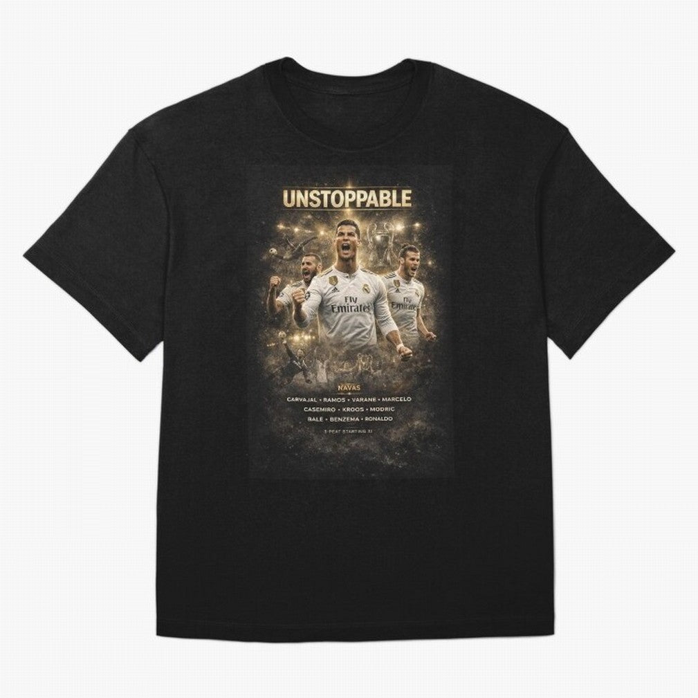 Unstoppable - Real Madrid Oversized T-Shirt Show Match Day Excitement for the FIFA World Cup 2026 Group Stage Journey through Mbappe Highlights, Brazil, Portugal and Argentina Pride, Soccer Culture, Superstar Moments, National Team Dreams and