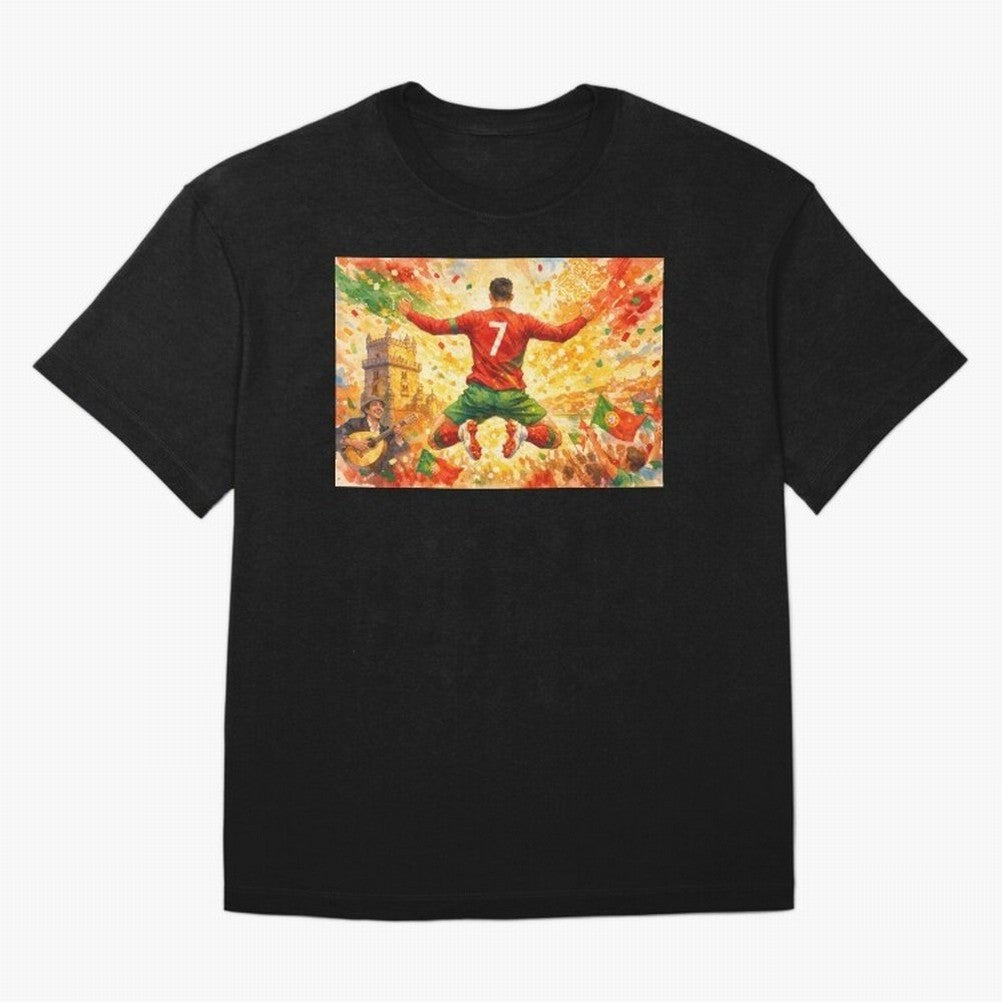 Soccer Player in Mid-Air Celebration Legend CR7 Oversized T-Shirt Celebrate Football Dreams Across Match Day Hype around FIFA World Cup 2026, Haaland, Argentina and Brazil, Stadium Chants, National Pride, Trophy Dreams and Unforgettable Football