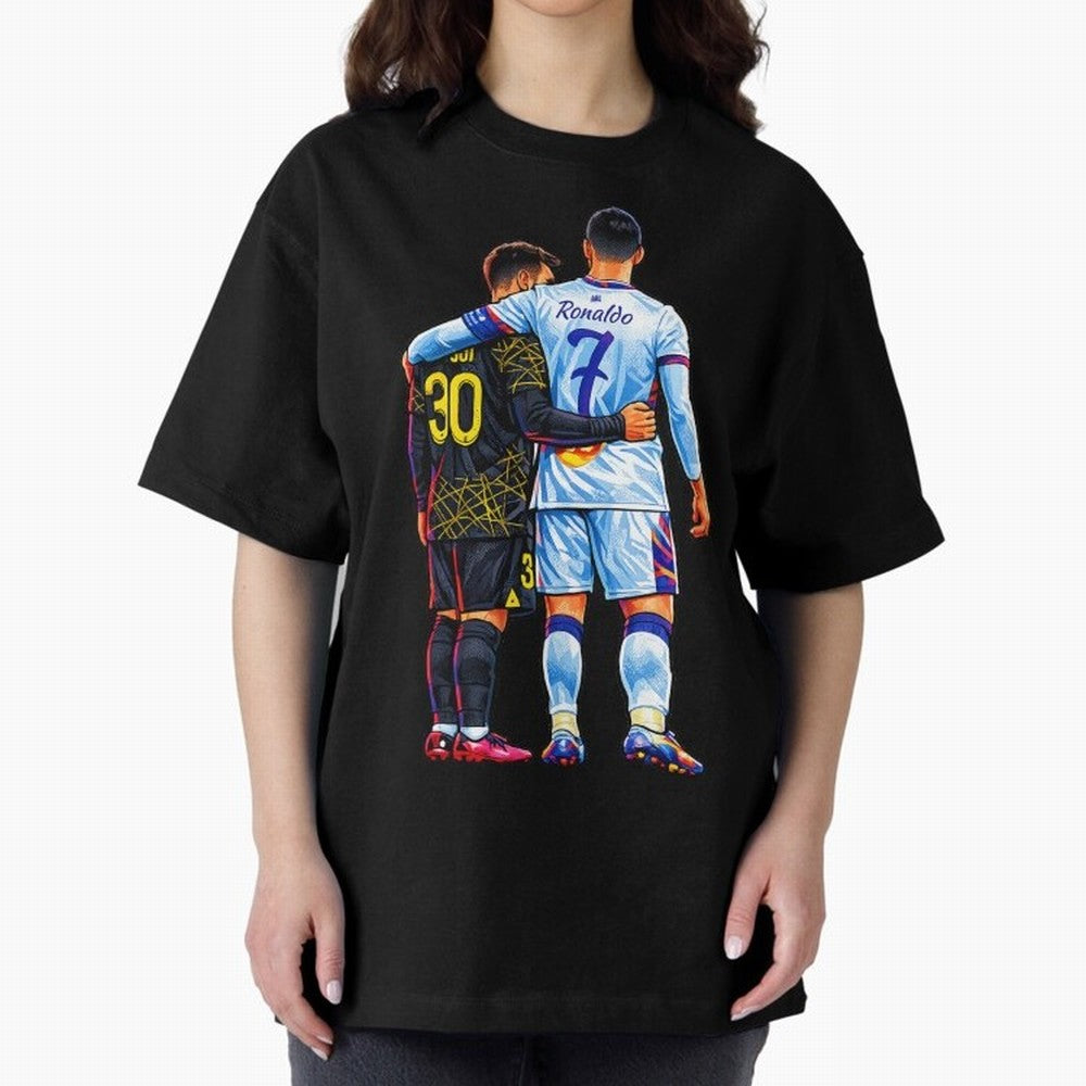 2 GOATS Oversized T-Shirt Bring Match Day Fire to the FIFA World Cup 2026 Group Stage Journey through Messi, CR7 and Mbappe Highlights, Argentina, France and Brazil Pride, Fan Favorite Moments, National Team Passion, Big Match Drama and Soccer