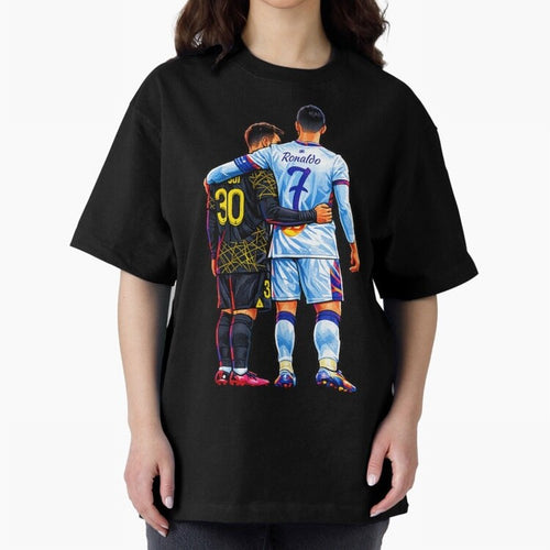 2 GOATS Oversized T-Shirt Bring Match Day Fire to the FIFA World Cup 2026 Group Stage Journey through Messi, CR7 and Mbappe Highlights, Argentina, France and Brazil Pride, Fan Favorite Moments, National Team Passion, Big Match Drama and Soccer