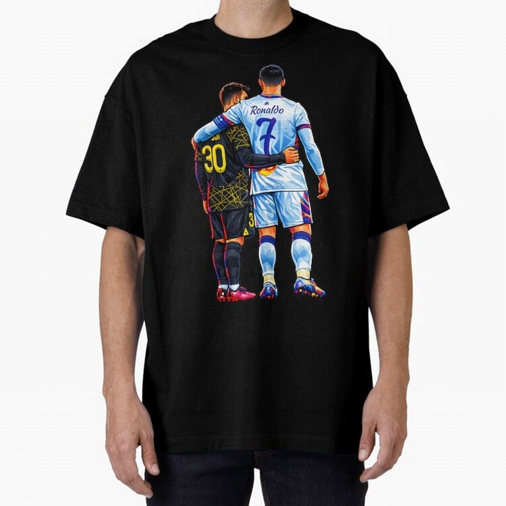 2 GOATS Oversized T-Shirt Bring Match Day Fire to the FIFA World Cup 2026 Group Stage Journey through Messi, CR7 and Mbappe Highlights, Argentina, France and Brazil Pride, Fan Favorite Moments, National Team Passion, Big Match Drama and Soccer