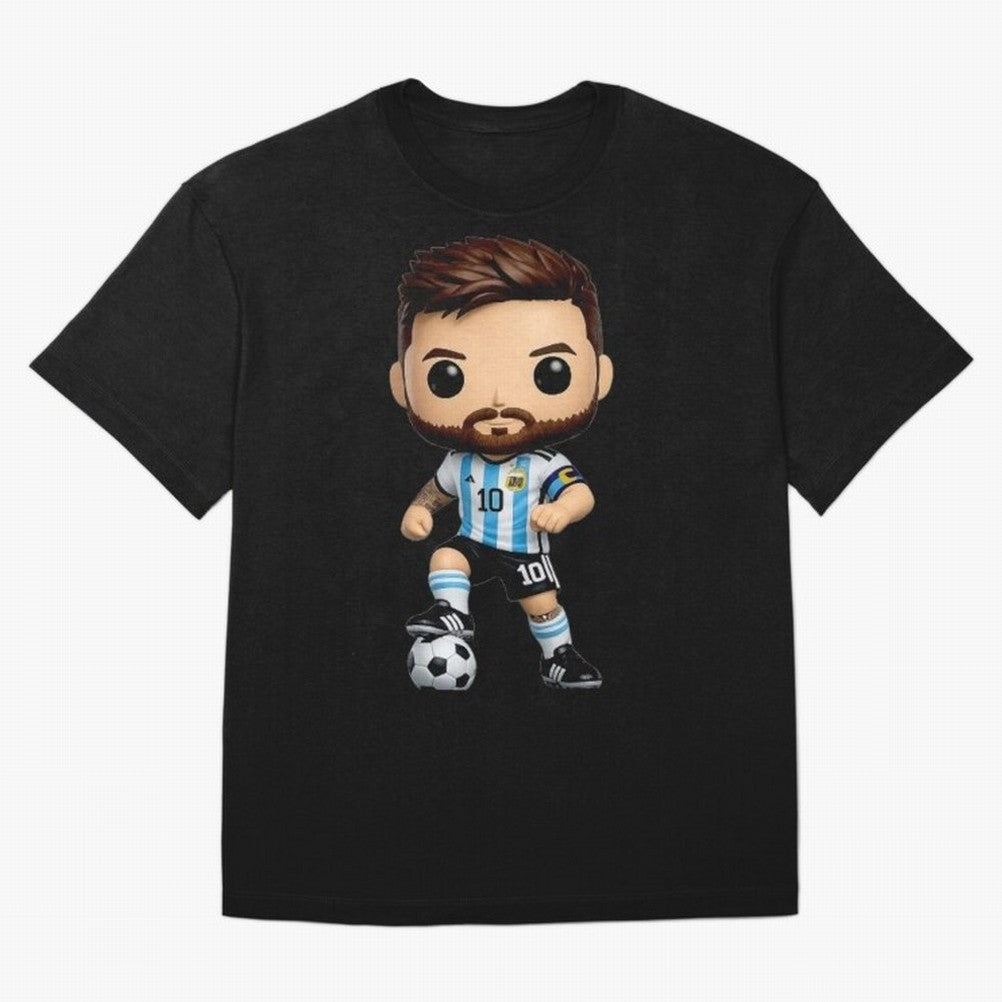 Lionel Messi Figurine Oversized T-Shirt Carry National Pride through FIFA World Cup 2026 USA Canada Mexico Capturing Haaland and Mbappe, Argentina and Brazil Energy, Match Day Excitement, Supporter Culture, Golden Goals and Global Football Passion;