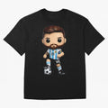 Lionel Messi Figurine Oversized T-Shirt Carry National Pride through FIFA World Cup 2026 USA Canada Mexico Capturing Haaland and Mbappe, Argentina and Brazil Energy, Match Day Excitement, Supporter Culture, Golden Goals and Global Football Passion;