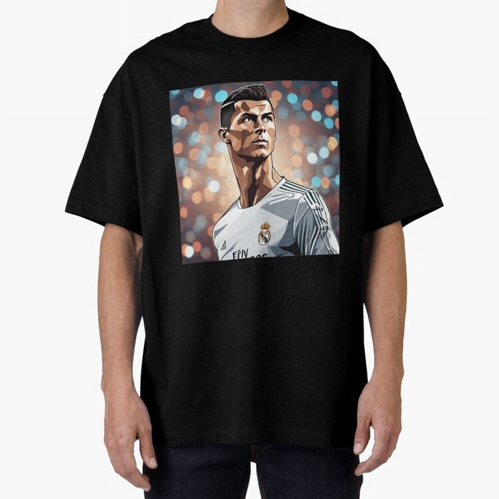 Ronaldo Cr7 Cristiano The Goat Artwork Futbol Soccer Oversized T-Shirt Represent Fans Who Live for FIFA World Cup 2026 Group Stage for Fans of Haaland and Mbappe and Argentina, Bringing Football History, Final Match Energy, Crowd Noise and Once in