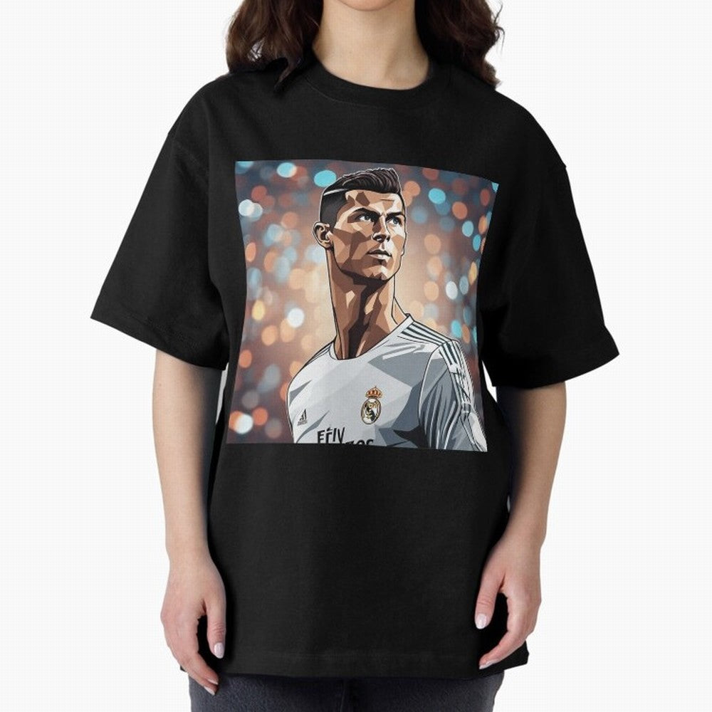 Ronaldo Cr7 Cristiano The Goat Artwork Futbol Soccer Oversized T-Shirt Represent Fans Who Live for FIFA World Cup 2026 Group Stage for Fans of Haaland and Mbappe and Argentina, Bringing Football History, Final Match Energy, Crowd Noise and Once in