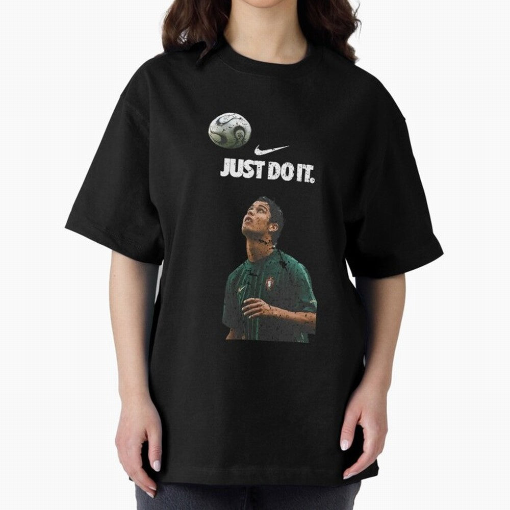 Cristiano Ronaldo Just Do It Oversized T-Shirt Celebrate Football Heritage in Match Day Hype around FIFA World Cup 2026 Group Stage, Mbappe, Netherlands, Worldwide Fan Energy, Dramatic Goals, Stadium Lights and Championship Celebrations; Perfect