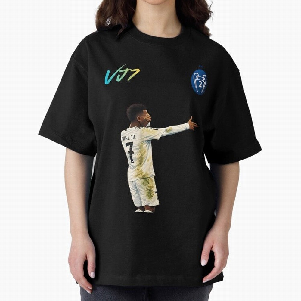 Vini Jr Oversized T-Shirt Back Your Heroes with FIFA World Cup 2026 Group Stage Made for Messi, Neymar and Mbappe, Spain and Netherlands Energy, Goal Celebration Energy, Supporter Heritage, Football Icons and Worldwide Tournament Joy; Made for