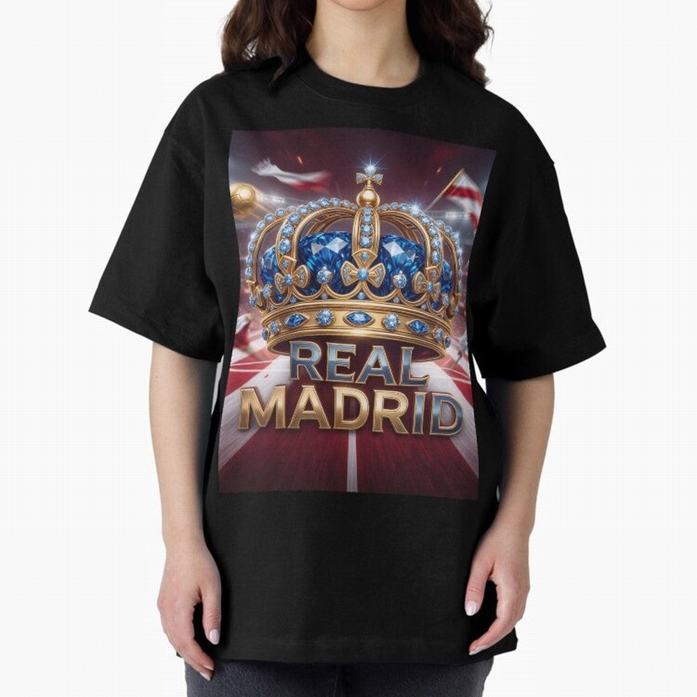 The Diamond of Real Madrid Oversized T-Shirt Remember Iconic Moments from FIFA World Cup 2026 Group Stage Driven by CR7 and Messi, France and Portugal Energy, Global Supporter Spirit, Legendary Goals, National Colors and Tournament Celebration;