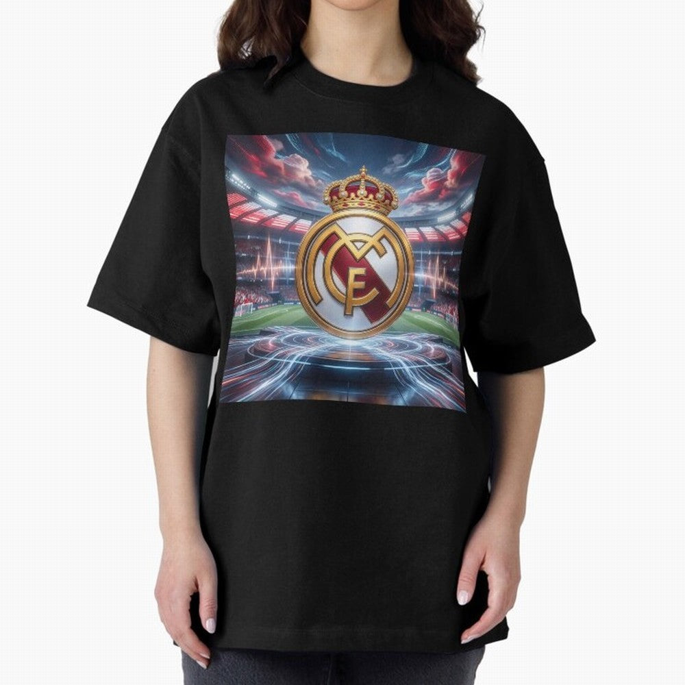 Los Campeones del Bernab¨¦u Oversized T-Shirt Celebrate the Road through Global Football Passion for FIFA World Cup 2026 Group Stage, Inspired by Messi and Cristiano Ronaldo, Brazil, Portugal and Argentina, Vintage Soccer Flavor, Modern Football