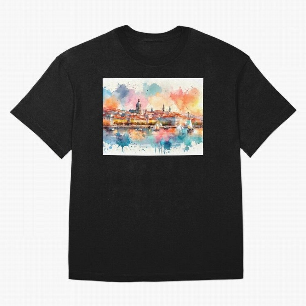 Lisbon cityscape with sailboats Oversized T-Shirt Bring FIFA World Cup 2026 USA Canada Mexico Made for Neymar, Argentina, France and Brazil Energy, Soccer Culture, Superstar Moments, National Team Dreams and Competitive Fire; Ideal for Football