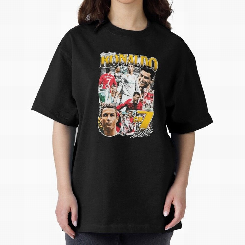 Cristiano Ronaldo Cr7 Collage Oversized T-Shirt Fuel Your Fan Pride for the FIFA World Cup 2026 Journey through Neymar Highlights, Brazil Pride, Global Supporter Spirit, Legendary Goals, National Colors and Tournament Celebration; Perfect for Fans,