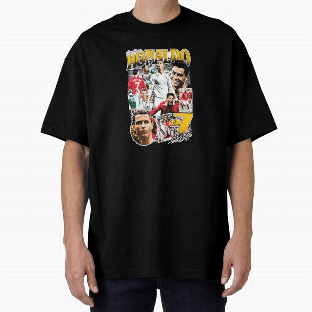 Cristiano Ronaldo Cr7 Collage Oversized T-Shirt Fuel Your Fan Pride for the FIFA World Cup 2026 Journey through Neymar Highlights, Brazil Pride, Global Supporter Spirit, Legendary Goals, National Colors and Tournament Celebration; Perfect for Fans,