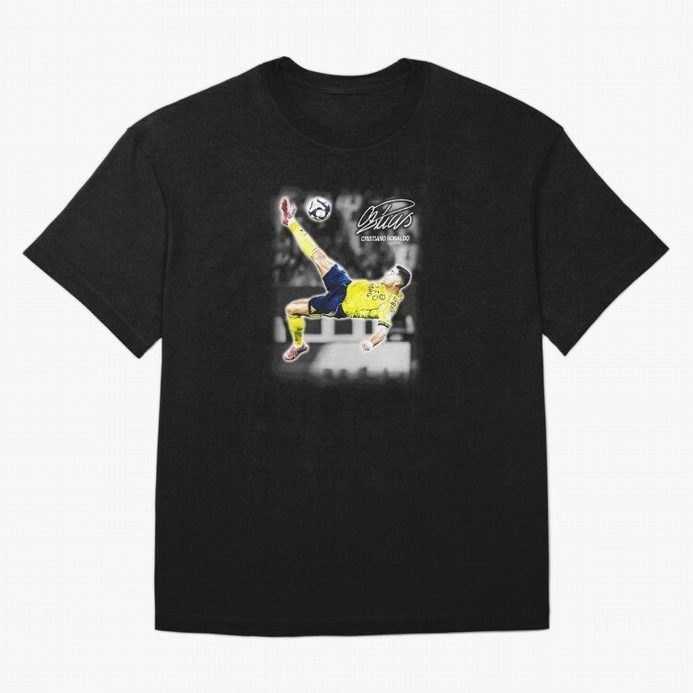 Cristiano Ronaldo Bicycle Kick Oversized T-Shirt Back Your Heroes with FIFA World Cup 2026 USA Canada Mexico for Fans of Neymar and France, Bringing Tournament Hype, Historic Matchups, Family Viewing Parties and Global Sports Pride; Great for Watch
