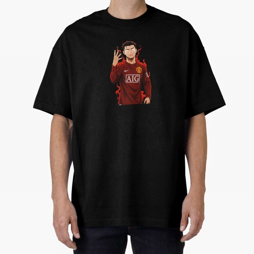 Cristiano Ronaldo Anime Art Blue Lock Inspired Football Legend Oversized T-Shirt Remember FIFA World Cup 2026 USA Canada Mexico for Fans of Messi, CR7 and Mbappe and Argentina and Brazil, Bringing Global Supporter Spirit, Legendary Goals, National