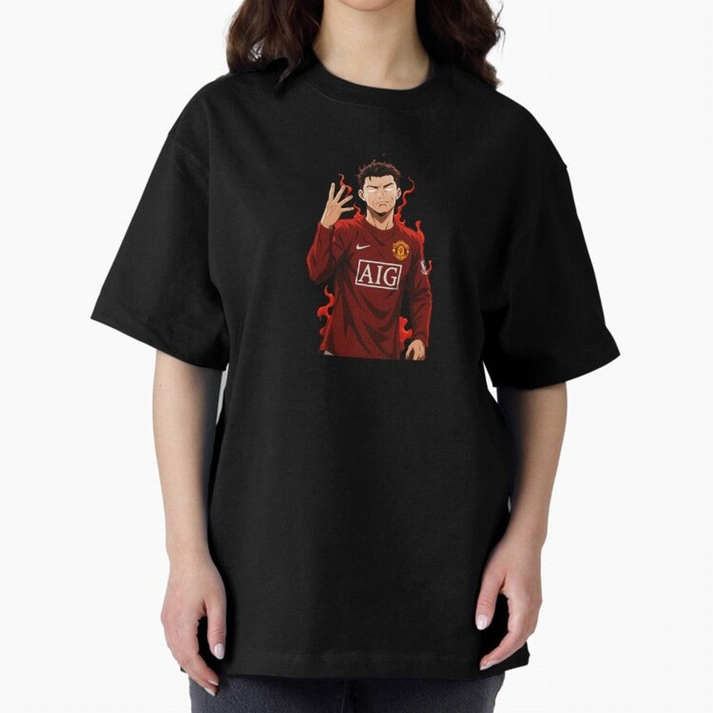 Cristiano Ronaldo Anime Art Blue Lock Inspired Football Legend Oversized T-Shirt Remember FIFA World Cup 2026 USA Canada Mexico for Fans of Messi, CR7 and Mbappe and Argentina and Brazil, Bringing Global Supporter Spirit, Legendary Goals, National