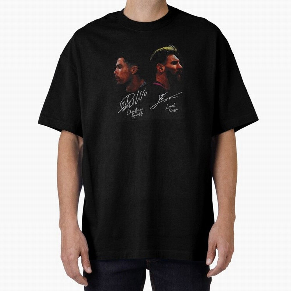 Cristiano Ronaldo & Lionel Messi Signature Oversized T-Shirt Carry the Colors and Pride of the FIFA World Cup 2026 Journey through Neymar Highlights, Portugal, Spain and Germany Pride, Football Passion, Legendary Performances, Festival Vibes and