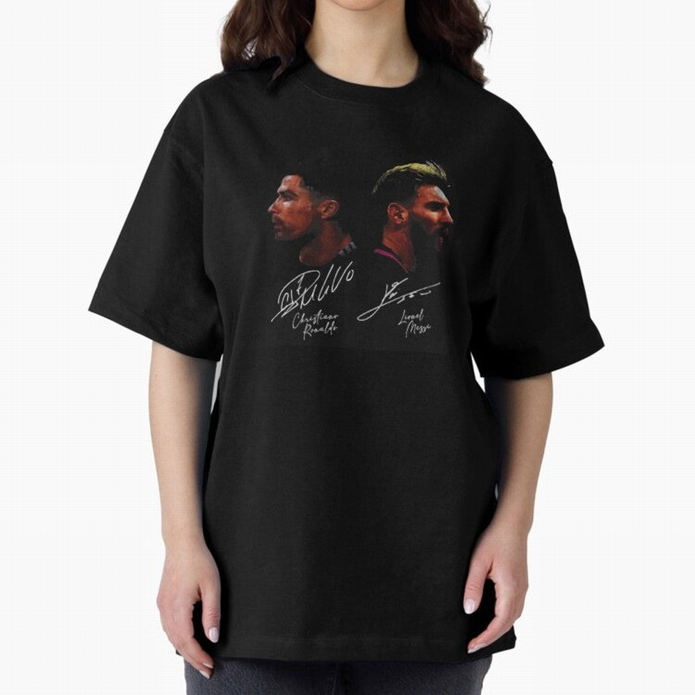 Cristiano Ronaldo & Lionel Messi Signature Oversized T-Shirt Carry the Colors and Pride of the FIFA World Cup 2026 Journey through Neymar Highlights, Portugal, Spain and Germany Pride, Football Passion, Legendary Performances, Festival Vibes and