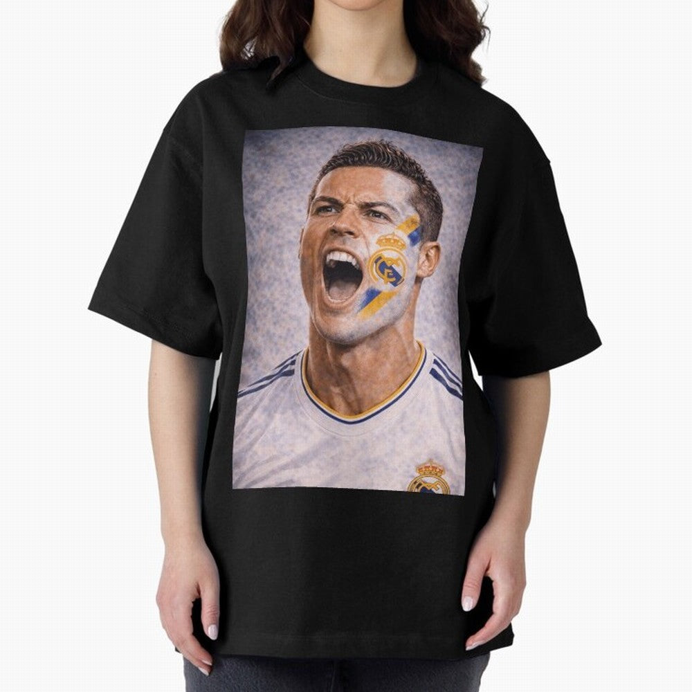Cristiano Ronaldo ¡ª A Fan Portrait in Motion Oversized T-Shirt Enjoy the Biggest Football Party of FIFA World Cup 2026 Group Stage Featuring Messi, Neymar and Mbappe, England, France and Netherlands Energy, Match Day Excitement, Supporter Culture,