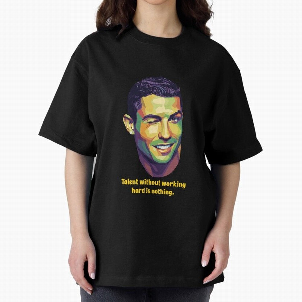 Cristiano Ronaldo Quotes Oversized T-Shirt Carry the Dream of FIFA World Cup 2026 Group Stage Spirit, Featuring France and Portugal, Haaland, Worldwide Fan Energy, Dramatic Goals, Stadium Lights and Championship Celebrations; Perfect for Fans,