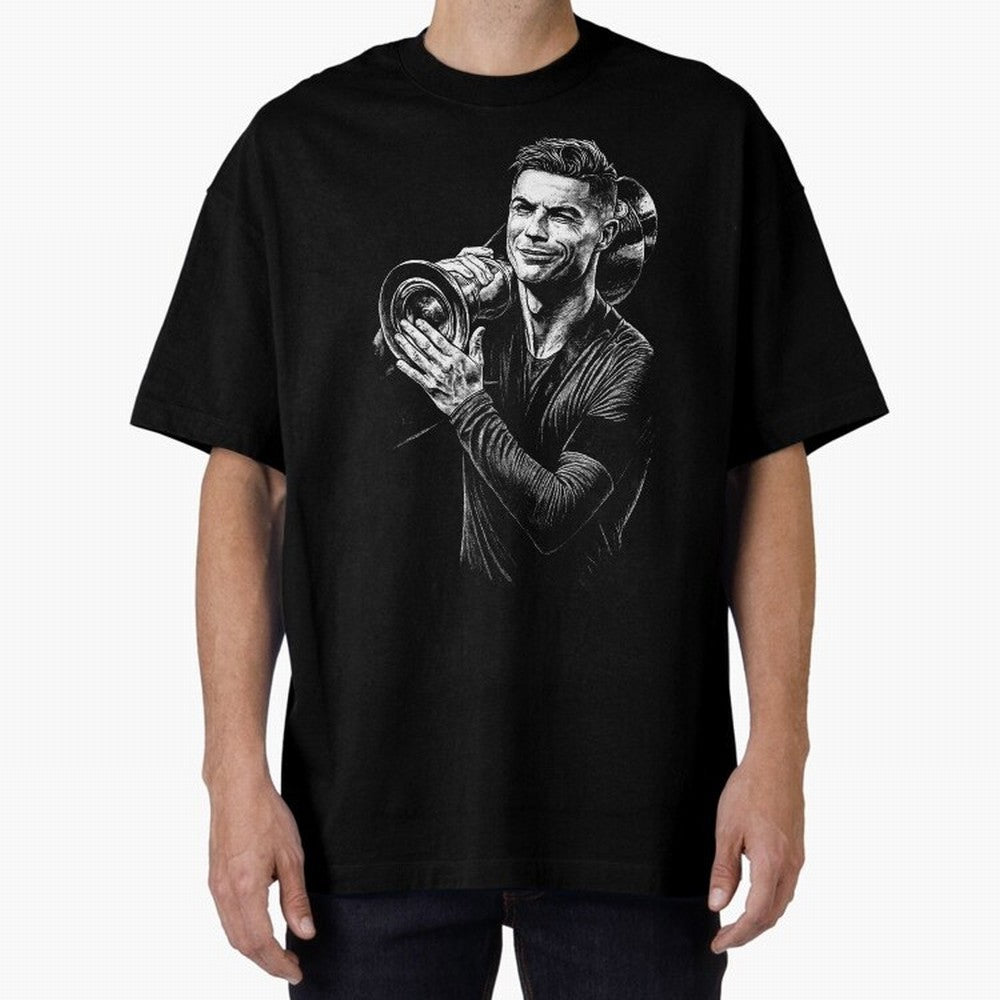Cristiano Ronaldo Nations League Cup Oversized T-Shirt Fuel FIFA World Cup 2026 Group Stage for Fans of Cristiano Ronaldo and Brazil, Bringing Game Day Rituals, Football Legends, Country Pride and the Road to the Final; Ideal for Football Dads,