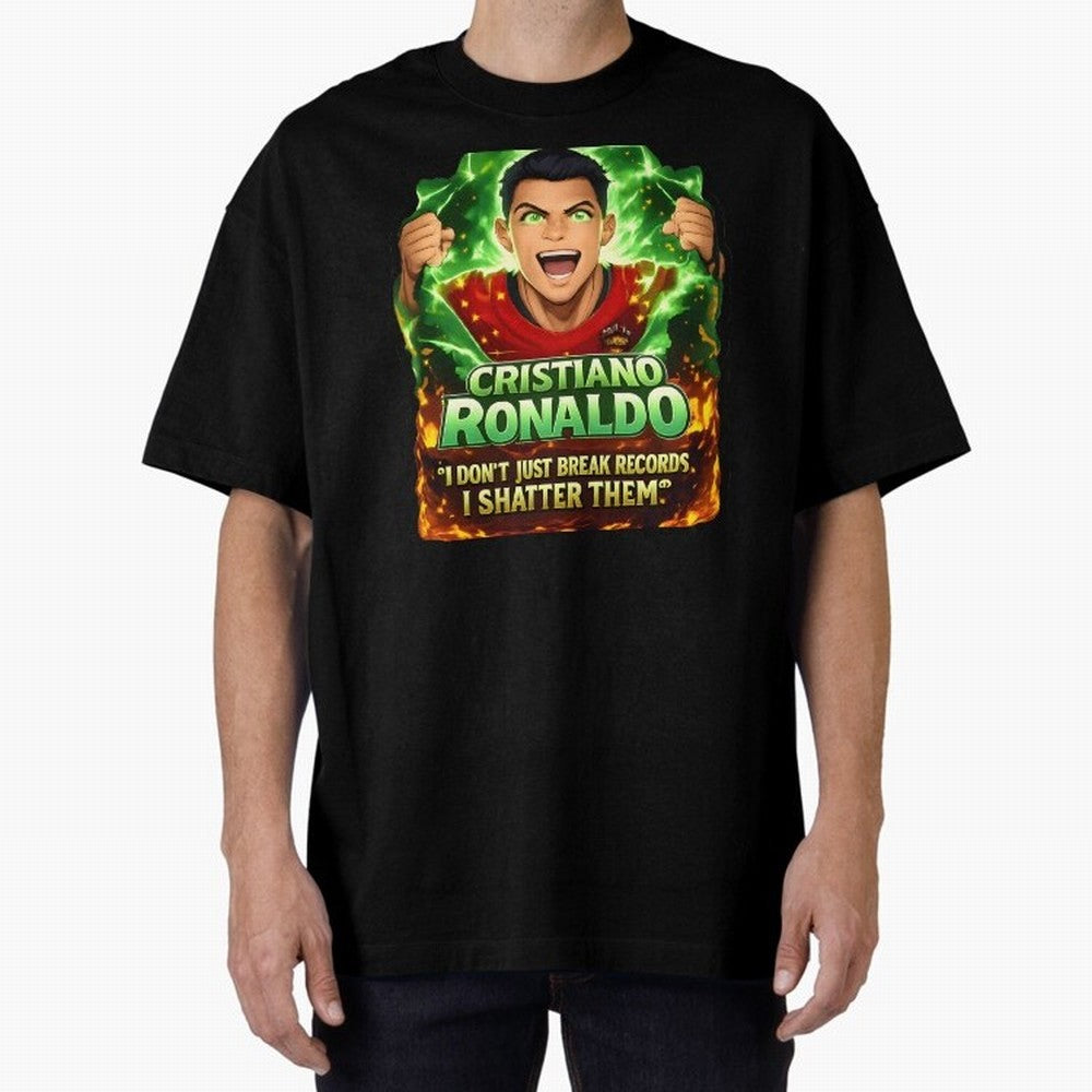 Cristiano Ronaldo Power Art Poster ¨C Legendary Football Motivation Design Oversized T-Shirt Bring Stadium Energy to FIFA World Cup 2026 Spirit, Highlighting Argentina and Brazil, Mbappe, Champion Mindset, Group Stage Buzz, Knockout Tension and