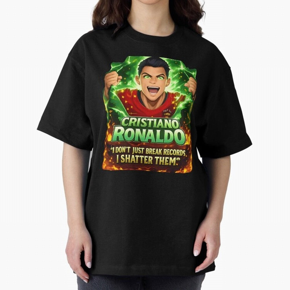 Cristiano Ronaldo Power Art Poster ¨C Legendary Football Motivation Design Oversized T-Shirt Bring Stadium Energy to FIFA World Cup 2026 Spirit, Highlighting Argentina and Brazil, Mbappe, Champion Mindset, Group Stage Buzz, Knockout Tension and