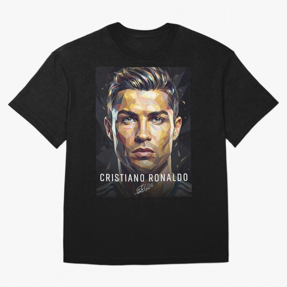 Cristiano Ronaldo Geometric Low Poly Soccer Legend Oversized T-Shirt Bring Home the FIFA World Cup 2026 Group Stage Journey through Neymar, Haaland and Cristiano Ronaldo Highlights, Portugal Pride, Tournament Hype, Historic Matchups, Family Viewing