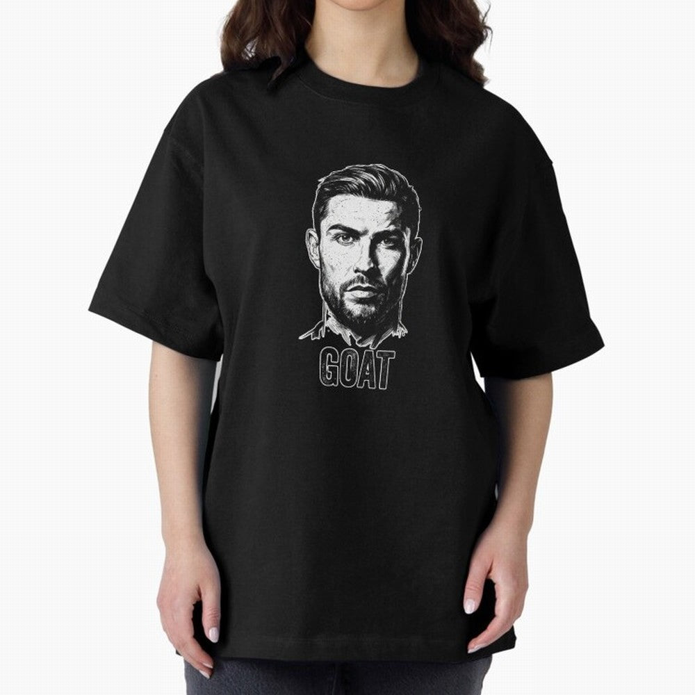 The G.O.A.T. ¨C Cristiano Ronaldo Legend Sketch Oversized T-Shirt Bring a Vintage Feel to Global Football Passion for FIFA World Cup 2026, Highlighting Haaland, Spain, Game Day Rituals, Football Legends, Country Pride and the Road to the Final;