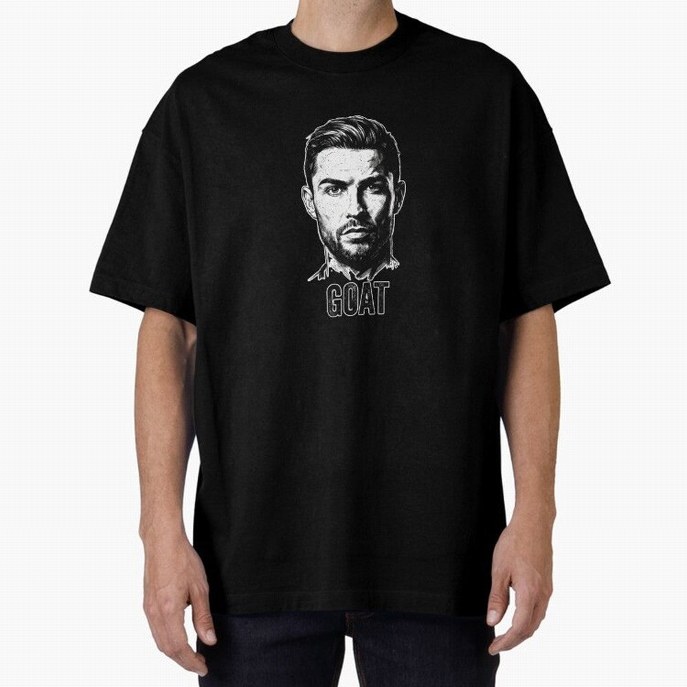 The G.O.A.T. ¨C Cristiano Ronaldo Legend Sketch Oversized T-Shirt Bring a Vintage Feel to Global Football Passion for FIFA World Cup 2026, Highlighting Haaland, Spain, Game Day Rituals, Football Legends, Country Pride and the Road to the Final;
