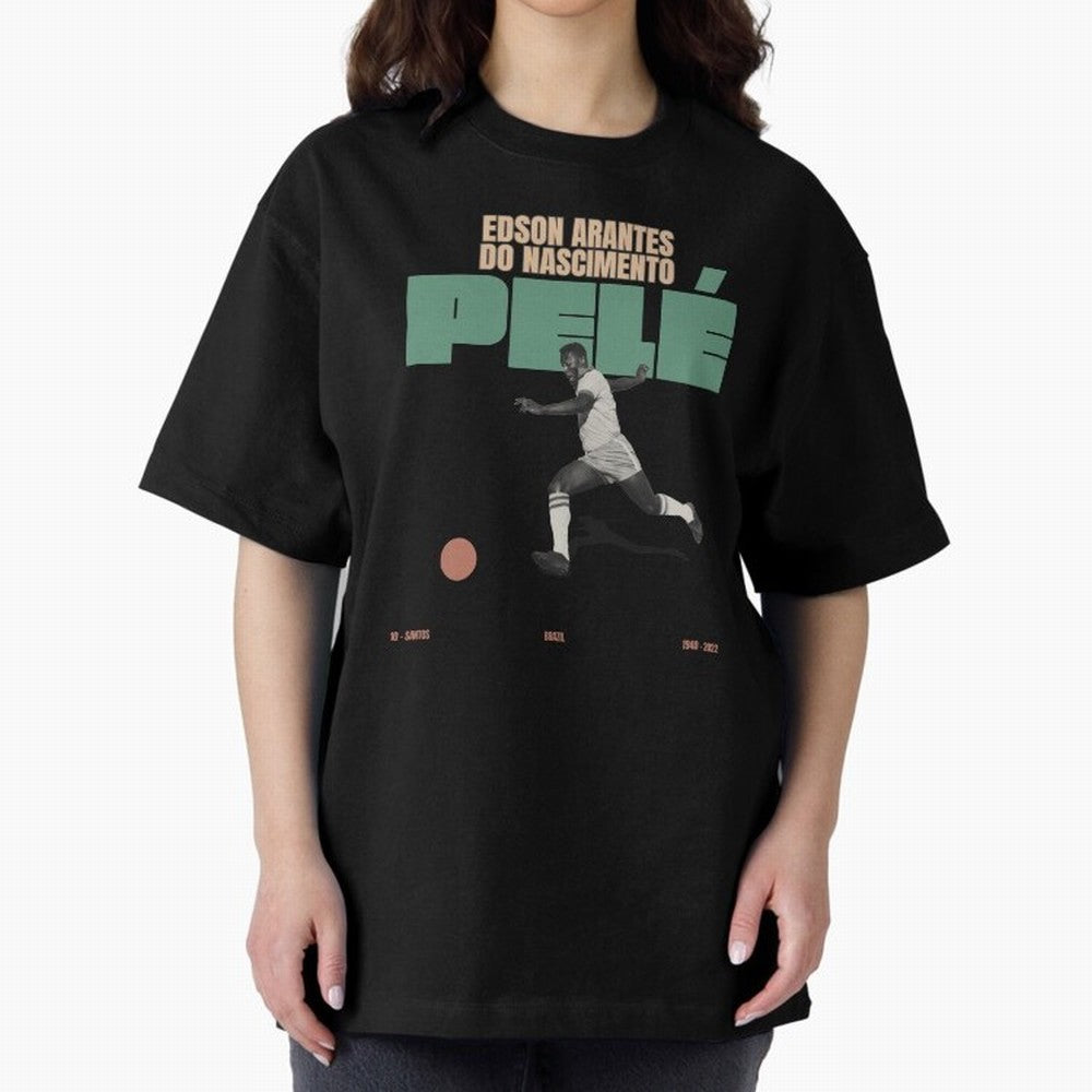 Pele Minimalist Oversized T-Shirt Bring World Football Passion into Match Day Hype around FIFA World Cup 2026 USA Canada Mexico, CR7, Portugal, Worldwide Fan Energy, Dramatic Goals, Stadium Lights and Championship Celebrations; Made for Collectors